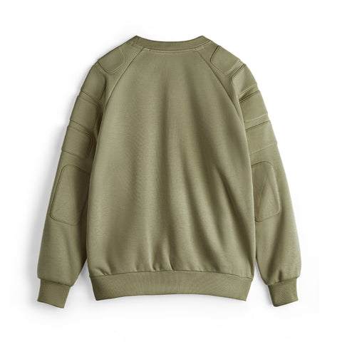 Sudadera MADEN de cuello redondo color oliva con forro de vellón