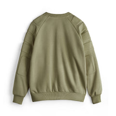 MADEN Fleecegefüttertes olivgrünes Sweatshirt mit Rundhalsausschnitt