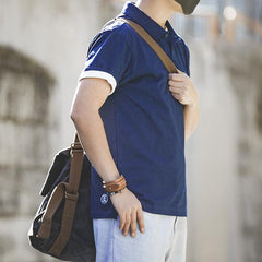 Camisas Polo de Solapa Vintage Índigo Maden para Hombre Casual 100% Algodón Camiseta con Bolsillo Azul Klein Manga Corta Camisetas de Verano
