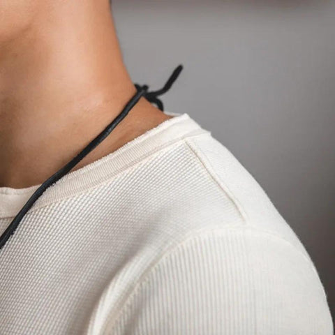 남성용 MADEN 헤비웨이트 와플 헨리 긴팔 티셔츠 – 캐주얼 베이지 레이어링 상의