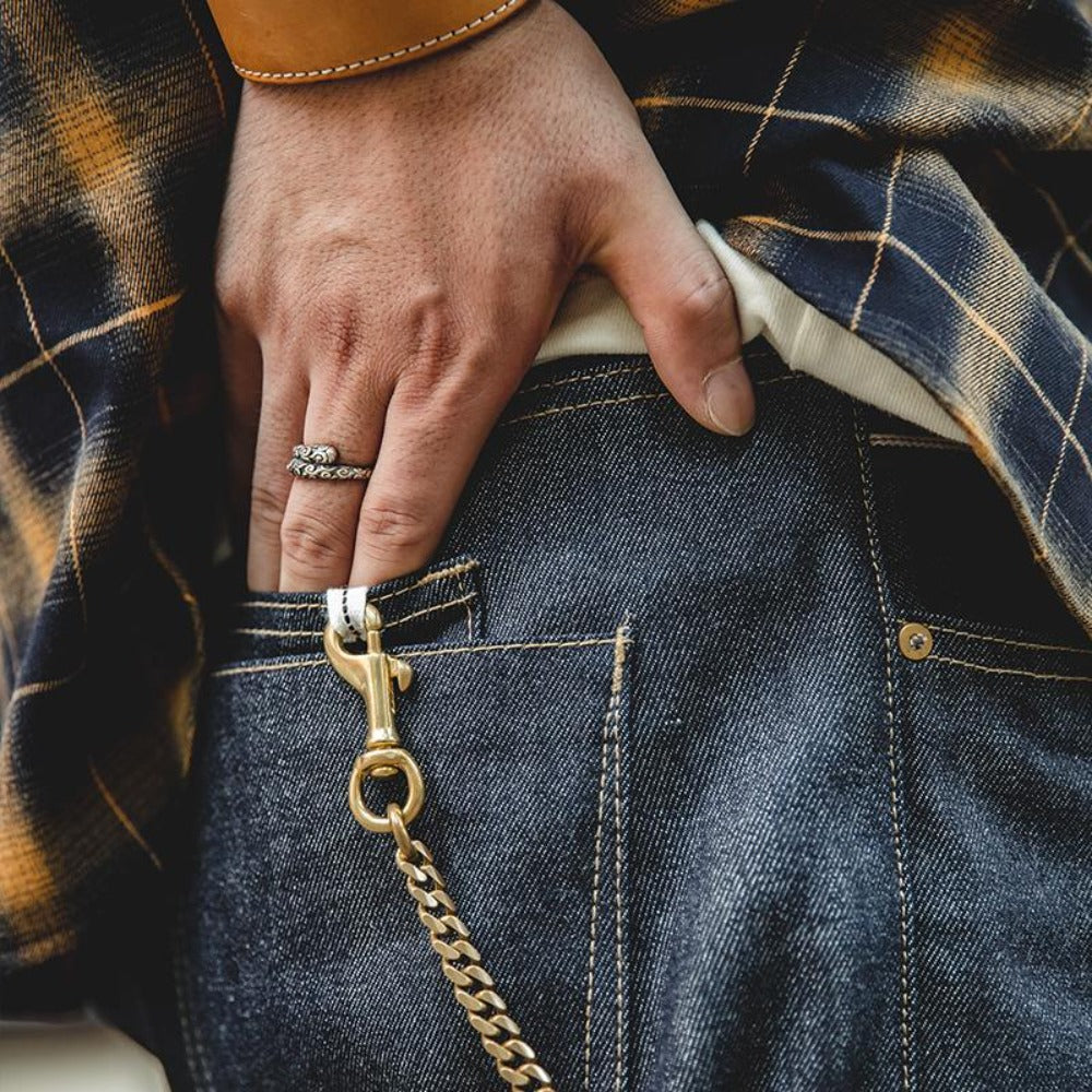 Jeans rectos de mezclilla cruda selvedge de 13.5oz para hombre MADEN