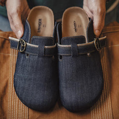 MADEN Denim Kork Slip-On Retro Mule Sandalen