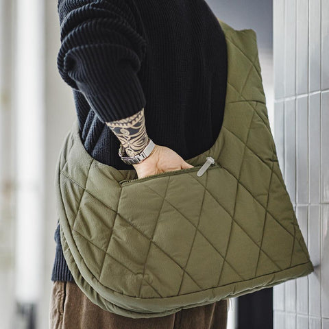 MADEN Herrenbekleidung Outdoor Steppweste Multifunktionsweste für Herren Große Umhängetasche aus Baumwolle