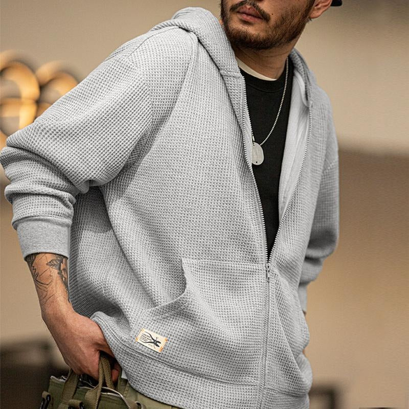 MADEN Schwerer Waffelstrick Kapuzenpullover Sweatshirt