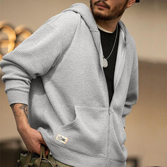 MADEN Schwerer Waffelstrick Kapuzenpullover Sweatshirt