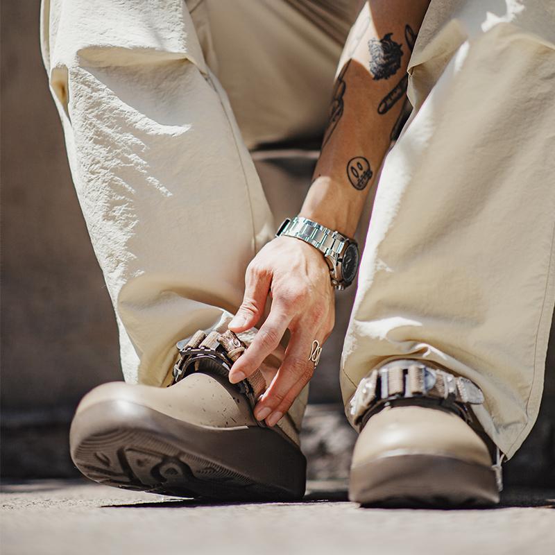 Zuecos MADEN 'Zeppelin' | Sandalias informales para hombre al aire libre playa sandalias semicie rras con plataforma zapatos de verano que aumentan la altura