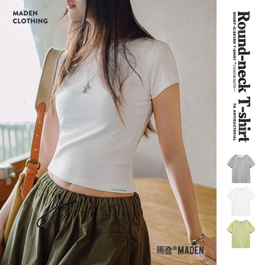 Maden Strukturiertes Schulter-T-Shirt | Antimikrobielles Slim-Fit T-Shirt