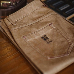 MADEN Herren Schwerer Baumwoll Gerade-Bein Jeans