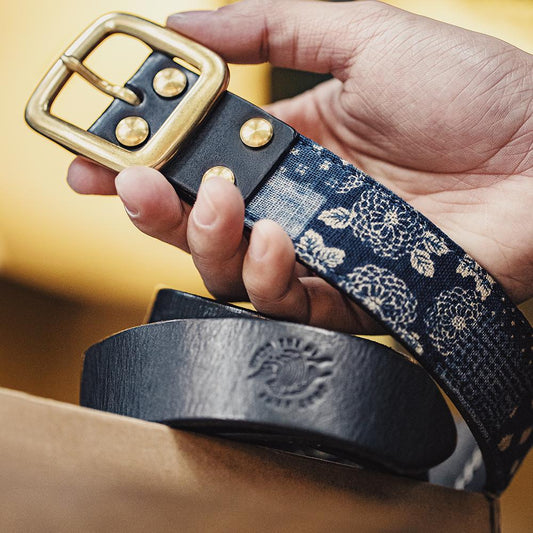 MADEN Patchwork pflanzlich gegerbter Ledergürtel