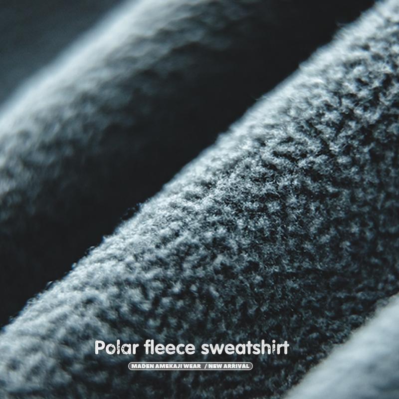 MADEN Herren Schwerer Polar-Fleece Half-Zip Hoodie