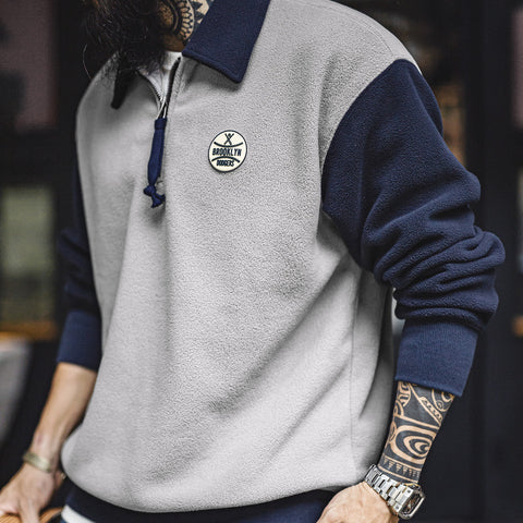 Sudadera tipo polo MADEN de forro polar con media cremallera