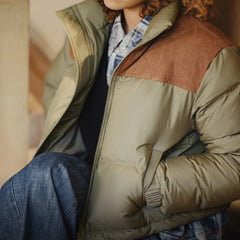 Chaqueta corta de plumón para mujer MADEN 90% plumón de pato cálida gruesa corta acolchada parche de ante retro cuello alto ropa de abrigo de invierno