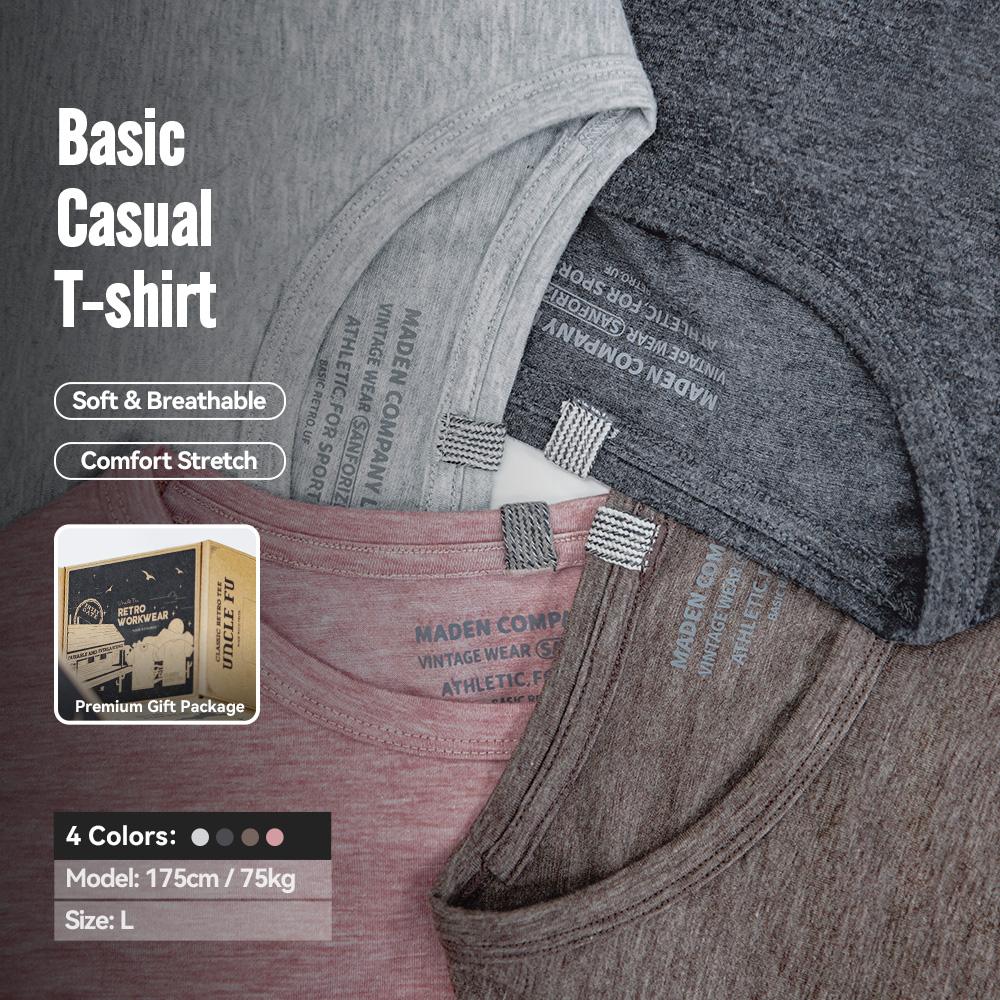 T-shirt MADEN décontracté et respirant à manches courtes pour homme, col rond, coupe ample et légère, idéal pour l'été. 