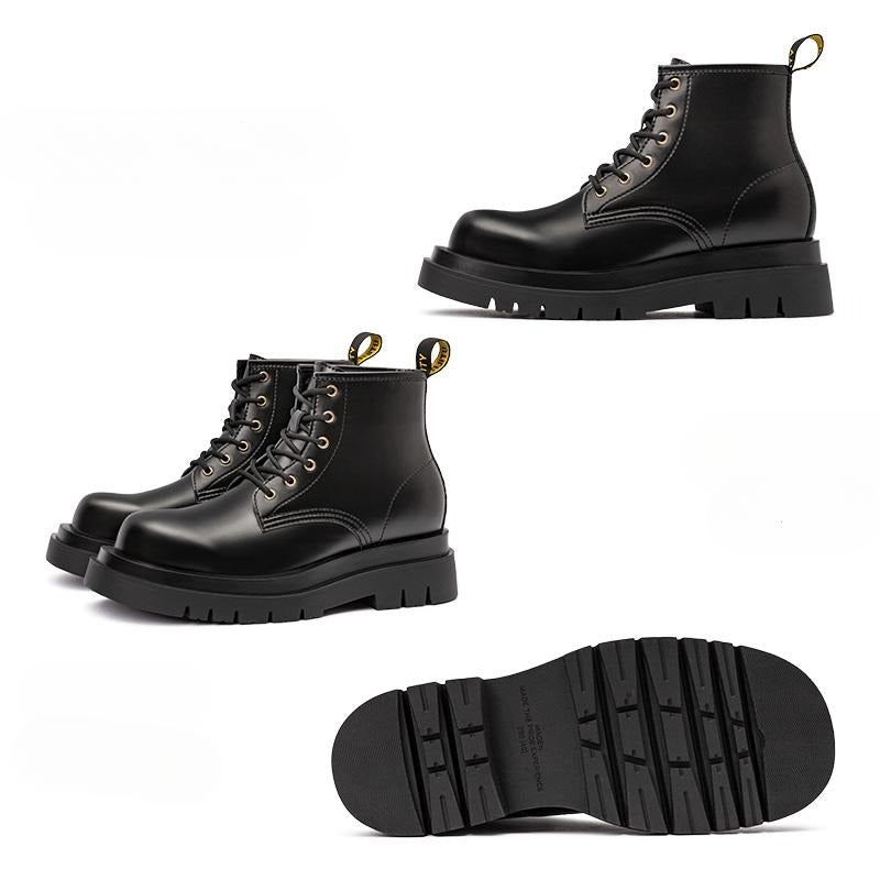 MADEN Vintage Britischer Stil Mid-Top Schnürstiefel