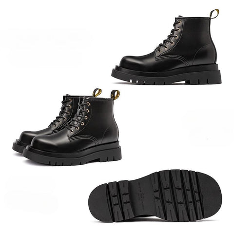 MADEN Herren-Lederstiefel im klassischen Stil – Britische mittelhohe Schnürstiefel für Motorradfahrer