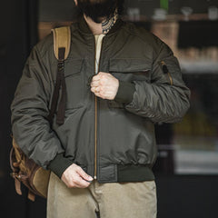 MADEN Herren Klassische Flieger Nylon MA-1 Bomberjacke