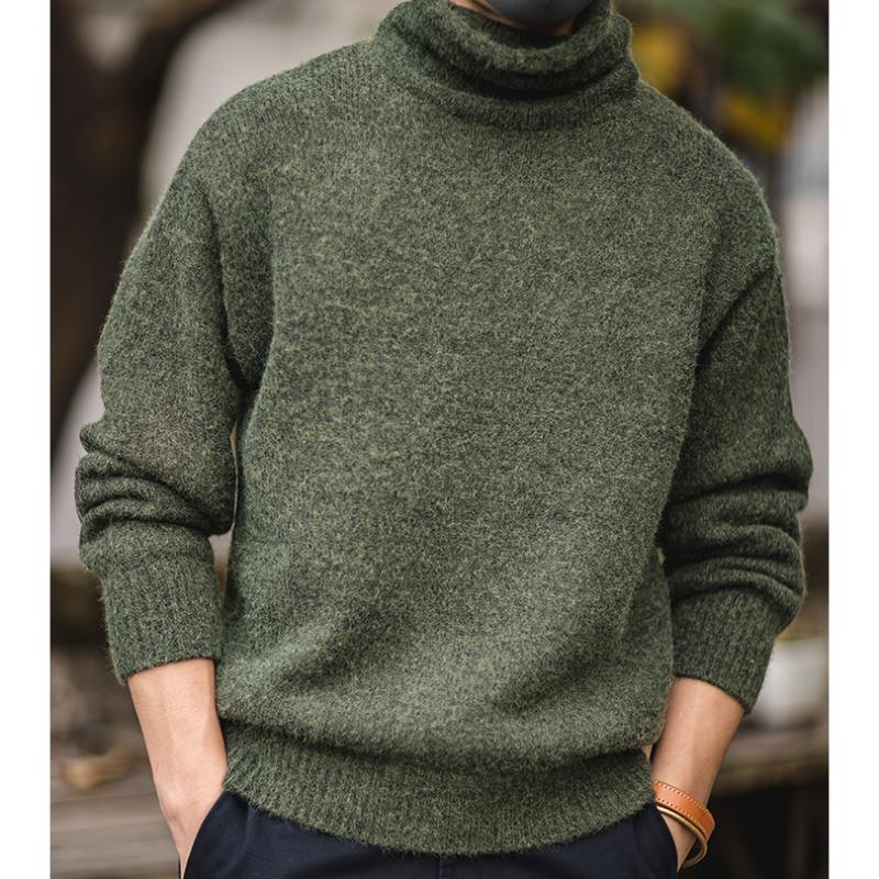 MADEN Mohair Turtleneck Sweater – Vintage Soft Knitted with Elbow Patch