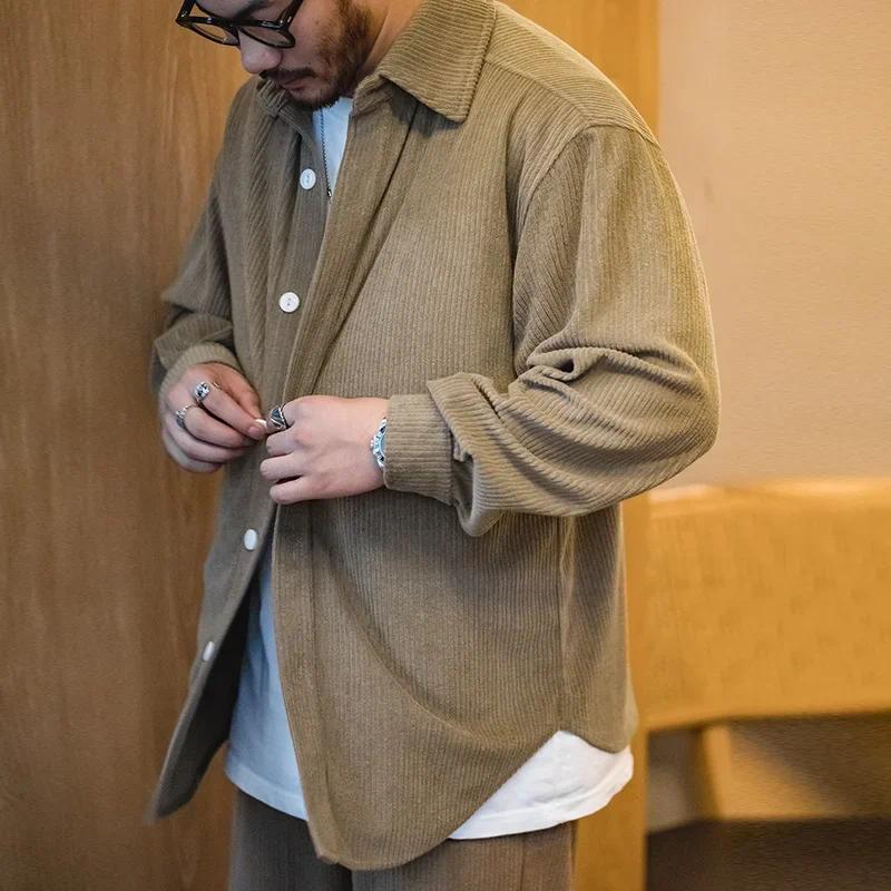 MADEN 빈티지 자카드 코듀로이 드롭 숄더 셔츠