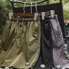 MADEN Schnelltrocknende Cargo-Shorts mit Falten und elastischem Bund