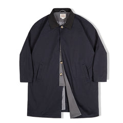 MADEN Herren Schwerer Baumwoll Balmacaan Trenchcoat