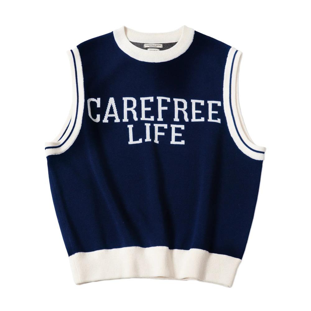MADEN Unisex College Style Lässige Strickweste Ärmellos Schwarz Rundhals Stretch-Pullover Weste für Frühling und Herbst 