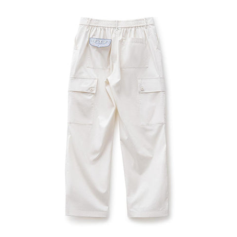 MADEN Men's White Cargo Pants Loose-Fit Straight-Leg Trousers Utility Big Pockets Design Cotton Fabric Versatile Outdoor Commutes