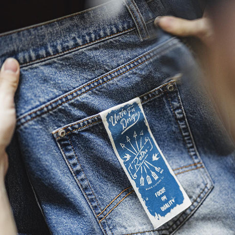 MADEN Retro Cat Whisker Faded Denim Jeans 12.6oz  Relaxed Fit Straight Leg Casual Denim Pants for Men Classic Tredning Brand Design