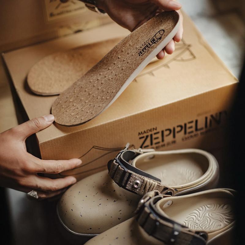 Zuecos MADEN 'Zeppelin' | Sandalias informales para hombre al aire libre playa sandalias semicie rras con plataforma zapatos de verano que aumentan la altura