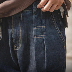 마덴 테이퍼드 청바지 – 루즈 핏 12.8oz 세탁된 데님 배기 캐주얼 바지 남성용
