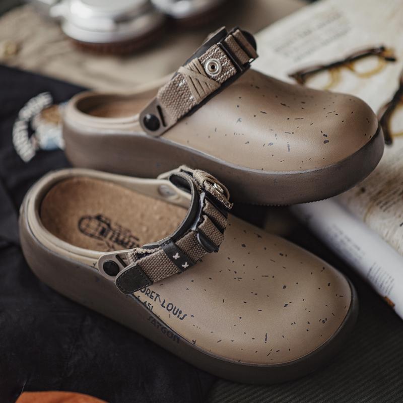 Zuecos MADEN 'Zeppelin' | Sandalias informales para hombre al aire libre playa sandalias semicie rras con plataforma zapatos de verano que aumentan la altura