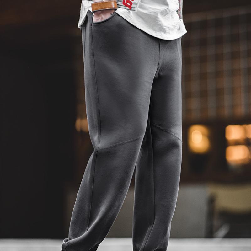 Pantalon de jogging décontracté MADEN pour homme, en coton, avec cordon de serrage, taille élastique, coupe droite et ample, style jogging essentiel. 
