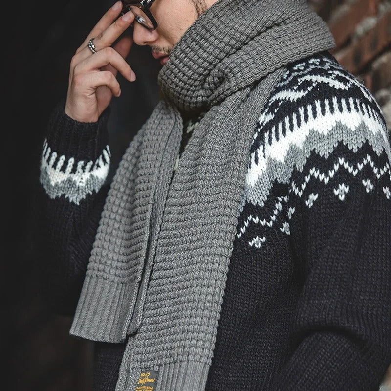 MADEN Herren Schwerer Wollmischung Strickschal