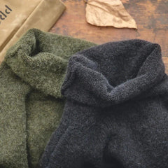 MADEN Mohair Turtleneck Sweater – Vintage Soft Knitted with Elbow Patch