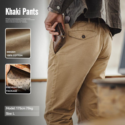 MADEN Men's Khaki Chino Pants