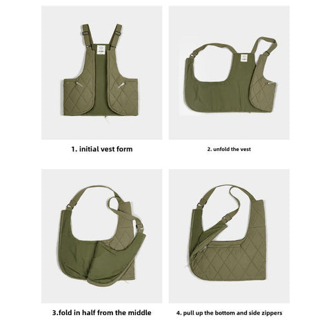 MADEN Herrenbekleidung Outdoor Steppweste Multifunktionsweste für Herren Große Umhängetasche aus Baumwolle