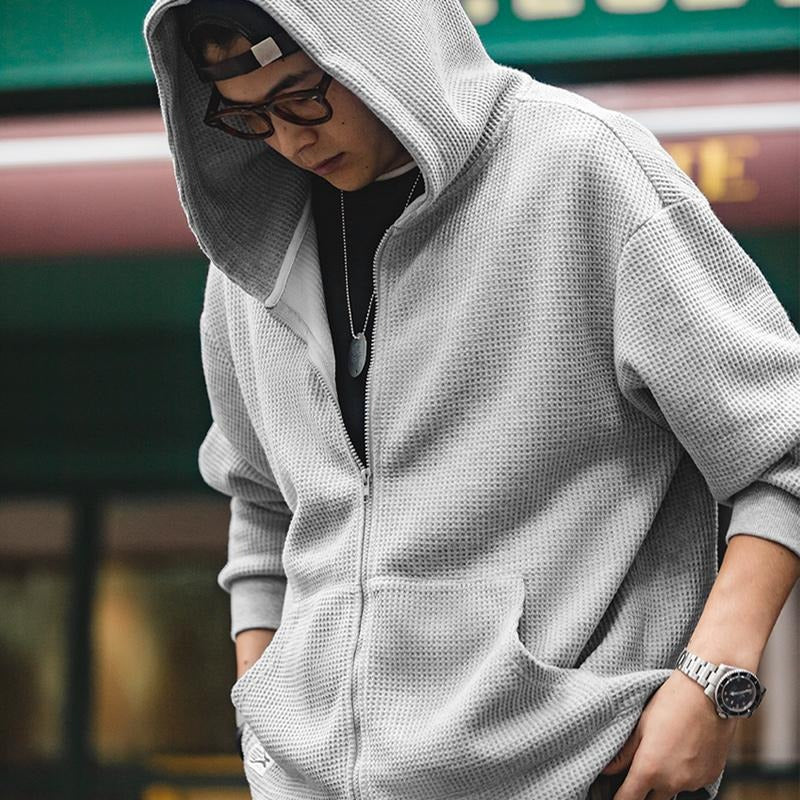 MADEN Schwerer Waffelstrick Kapuzenpullover Sweatshirt