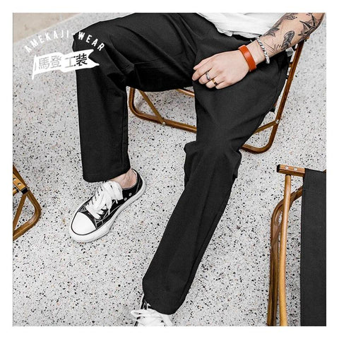 Maden Elastic Casual Pants Trendy Streetwear for Men Spring Trousers Fashion Pants Straight-Fit