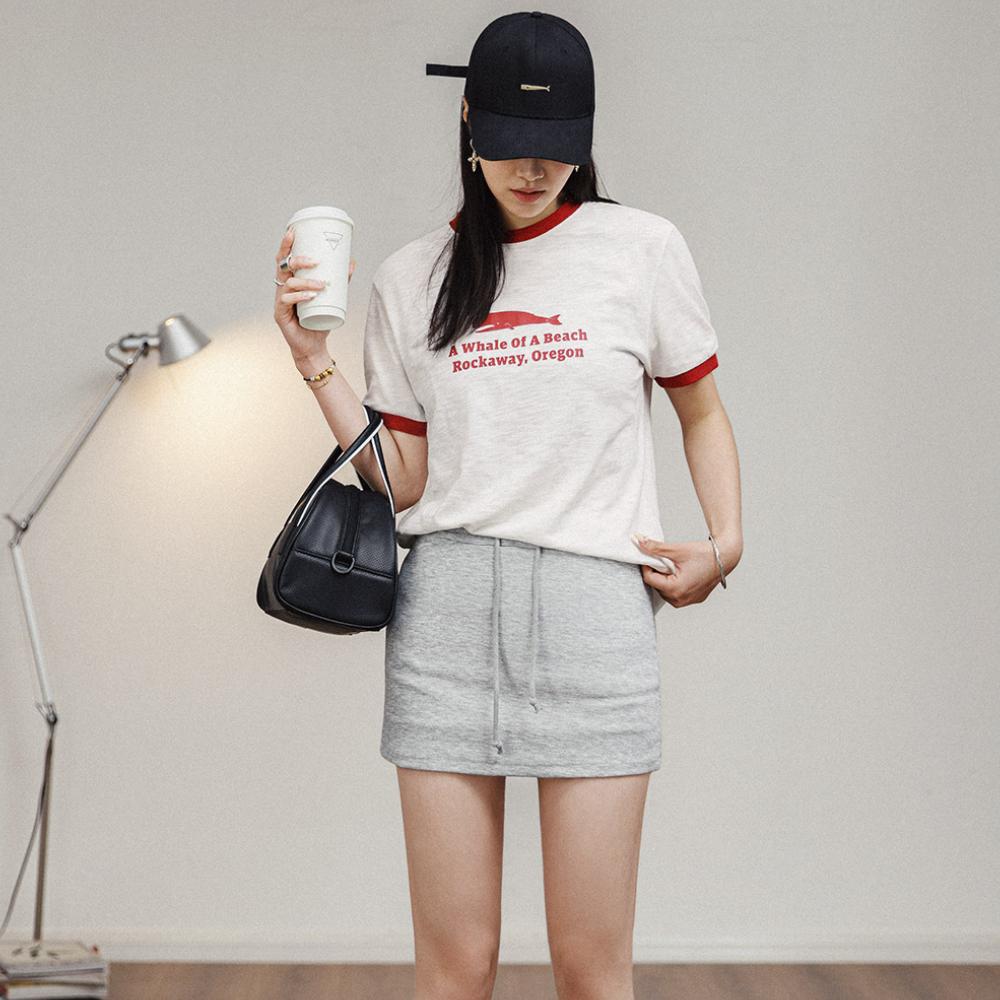 Maden Damen Freizeit T-Shirt mit Rundhals und Kontrast