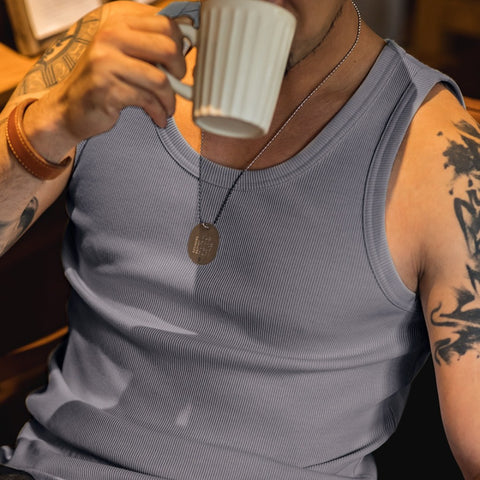 MADEN Herren-Tanktop aus schwerem Rippstrick – Slim Fit Sportweste