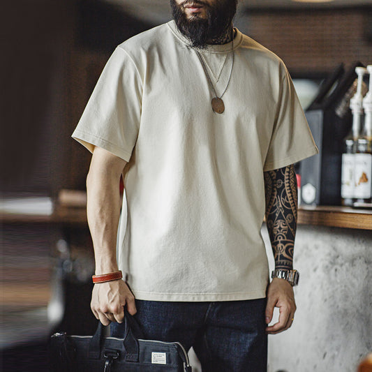 MADEN Vintage Solid Color Loose-Fit Tee
