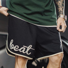 MADEN Doppel-Lagen Mesh Patchwork Basketball Shorts