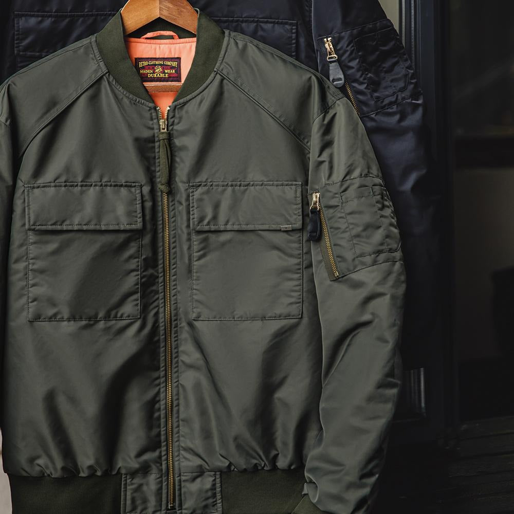 MADEN Herren Klassische Flieger Nylon MA-1 Bomberjacke