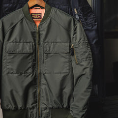 MADEN Herren Klassische Flieger Nylon MA-1 Bomberjacke