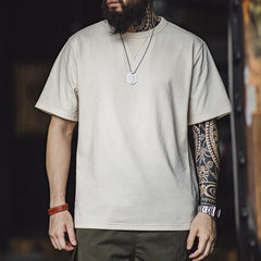 MADEN Vintage Einfarbig Locker sitzendes Shirt