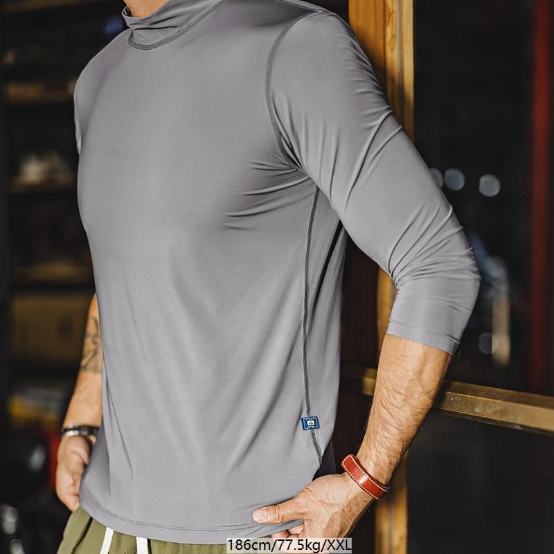 MADEN Ice Silk Slim Fit Stehkragen T-Shirt