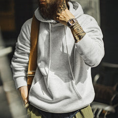 MADEN Herren Grauer Hoodie – Fleecegefüttert
