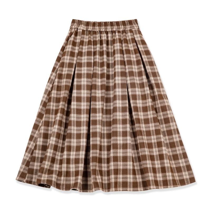 Maden Damen Kariert Rock - Vintage entspannter hoher Bund