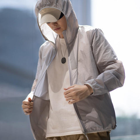 MADEN UPF 50+ UV Sunscreen Jacket Sun-protective Coat Zip-Up Ultra Light Thin Breathable Portable Hooded Skin Coat