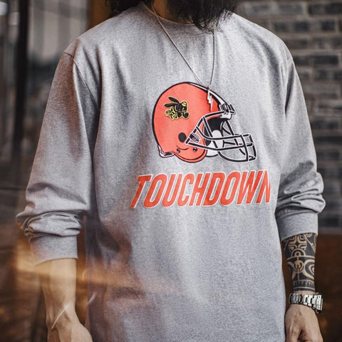 MADEN Retro-Langarmshirt mit Grafikstickerei für Herren – Grauer Oversize-Pullover mit Rundhalsausschnitt im Streetwear-Stil 