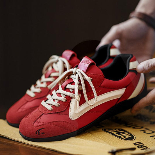 MADEN Retro Red Suede Chunky Sole Sneakers